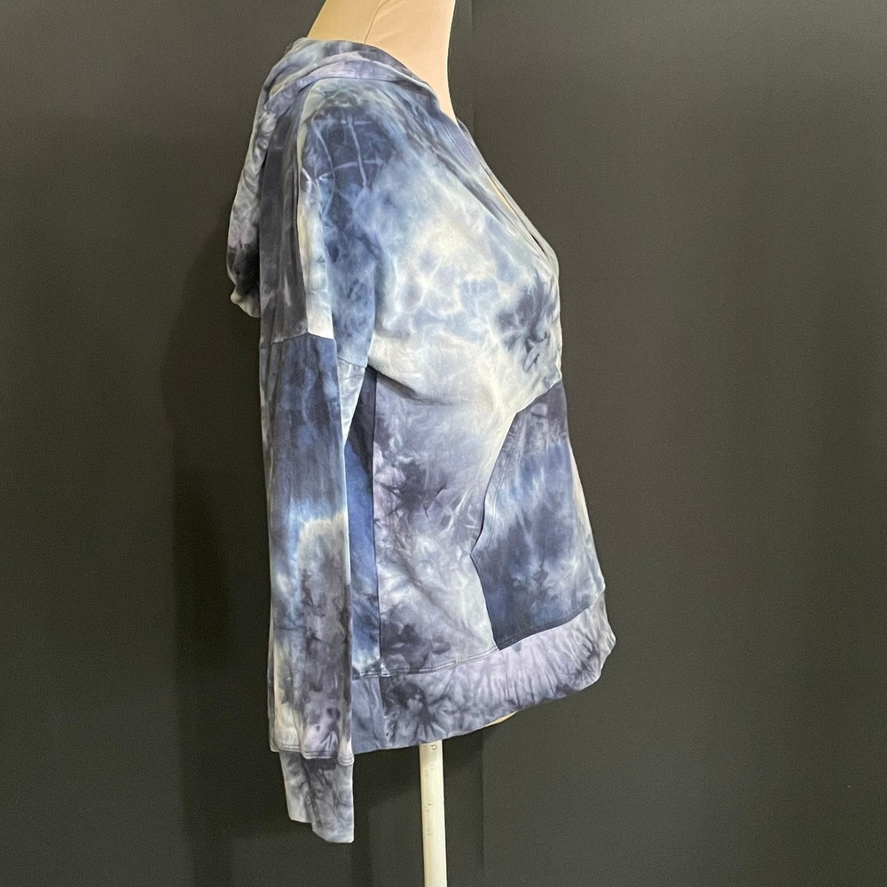 Balance Collection Hoodie Women Medium Blue Tie Dye Crossover V-Neck Pullover - Picture 4 of 6